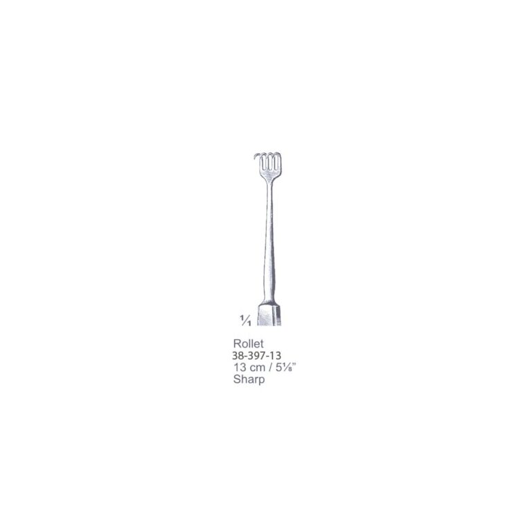 Rollet retractor 13cm/5⅛", Sharp, 4 prongs