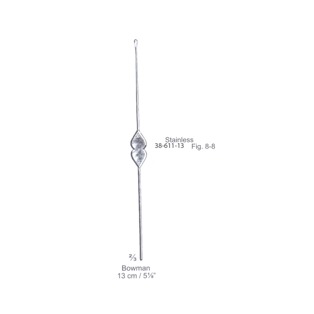 Bowman Lachrymal Probe Fig. 8-8, 13cm/5⅛", Stainless Steel 1 Bowman Lachrymal Probe Fig. 8-8, 13cm/5⅛", Stainless Steel