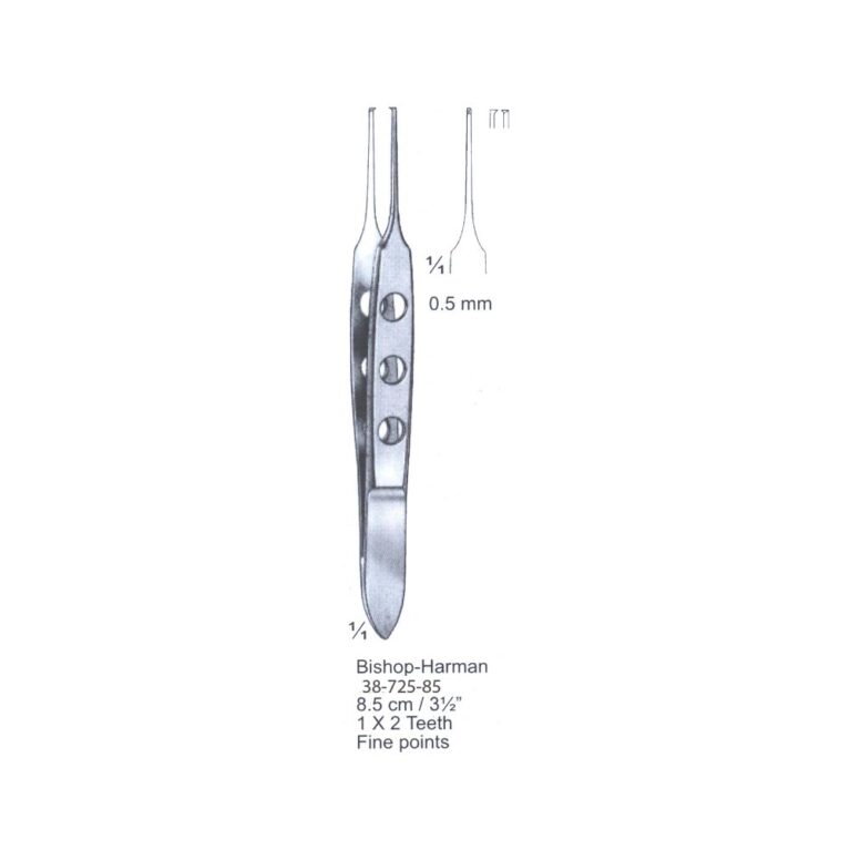 Bishop-Harman Iris Forceps 1x2th, 0.5mm, 8.5cm/3½" fine points