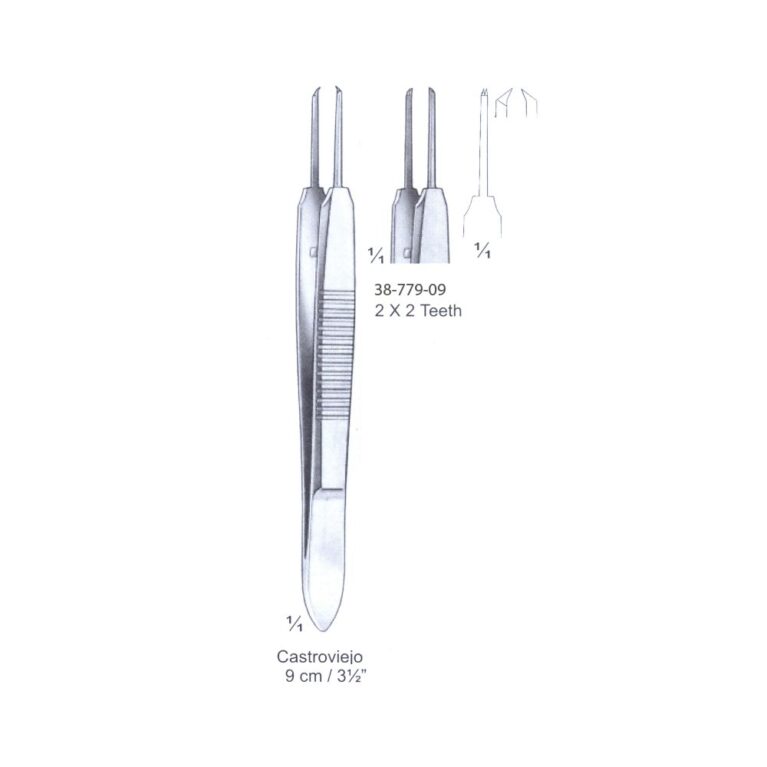 Castroviejo Iris Forceps 2x2th, 9cm/3½", Str