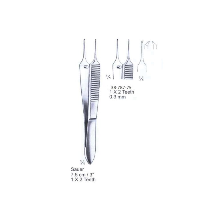 Sauer Fixation Forceps 1x2th, 0.3mm, 7.5cm/3", Str