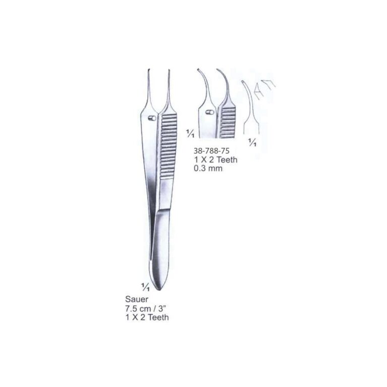 Sauer Fixation Forceps 1x2th, 0.3mm, 7.5cm/3", Cvd