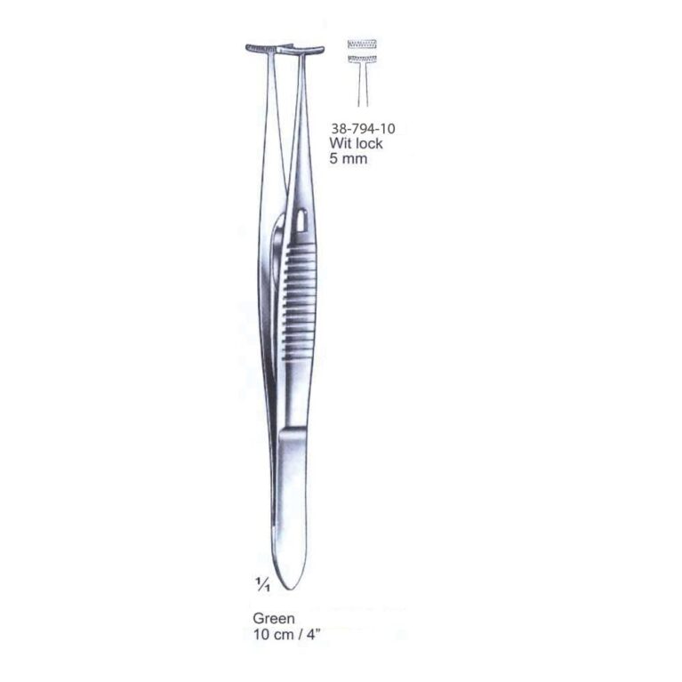 Green Fixation Forceps 5mm, 10cm/4" with Lock