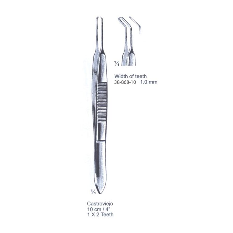Castroviejo Suture Forceps 1x2th, 1.0mm, 10cm/4", Angled