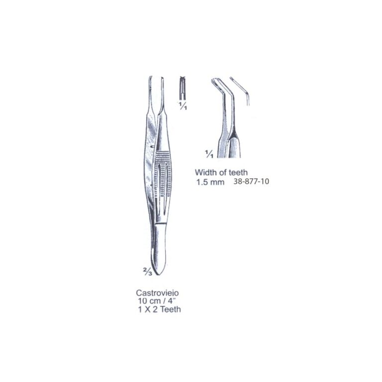 Castroviejo Suture Forceps 1x2th, 1.5mm, 10cm/4", Angled
