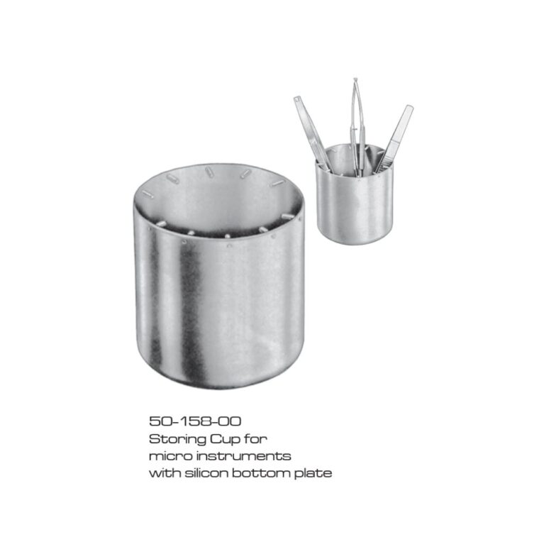 Storing cup for micro instruments with silicon bottom plate
