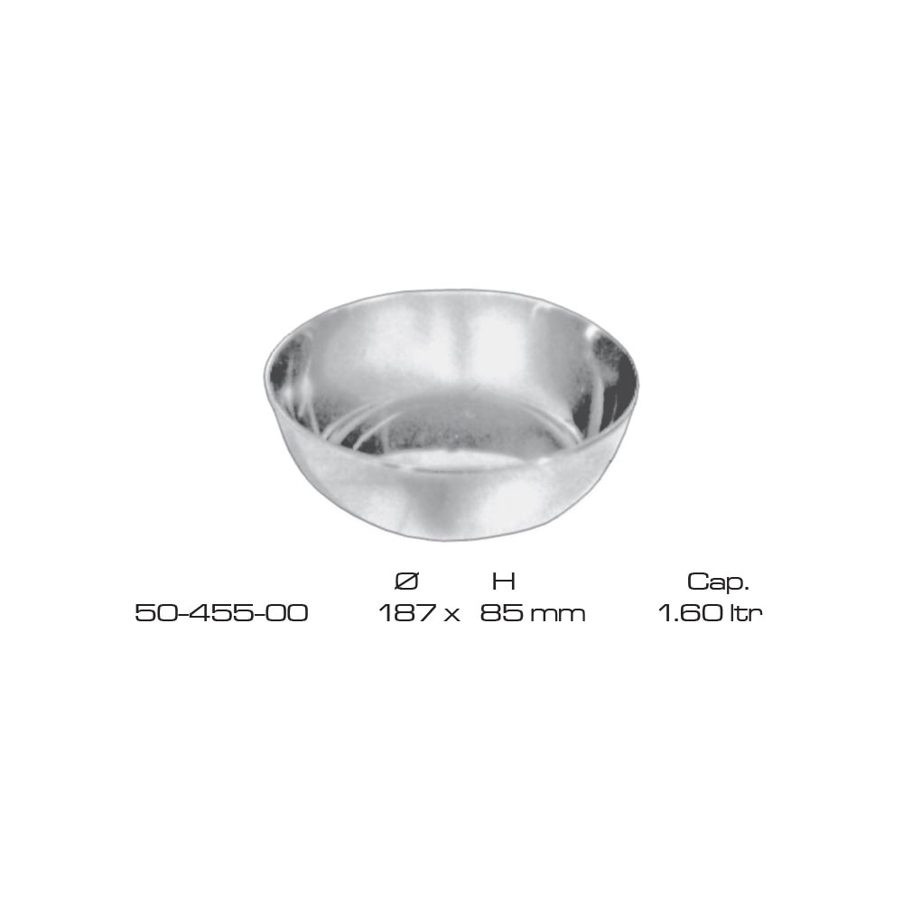Round Bowls Stainless Steel 187x85mm cap.1.60 itr 1 Round Bowls Stainless Steel 187x85mm cap.1.60 itr